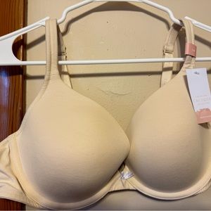 Lane Bryant Cacique Cotton Boost Plunge Bra Beige 42B